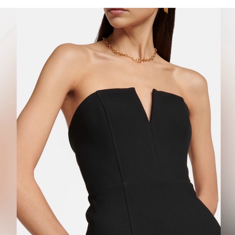 Veronica Beard Black Strapless Midi Dress with Notch Neckline - Picture 3 of 7